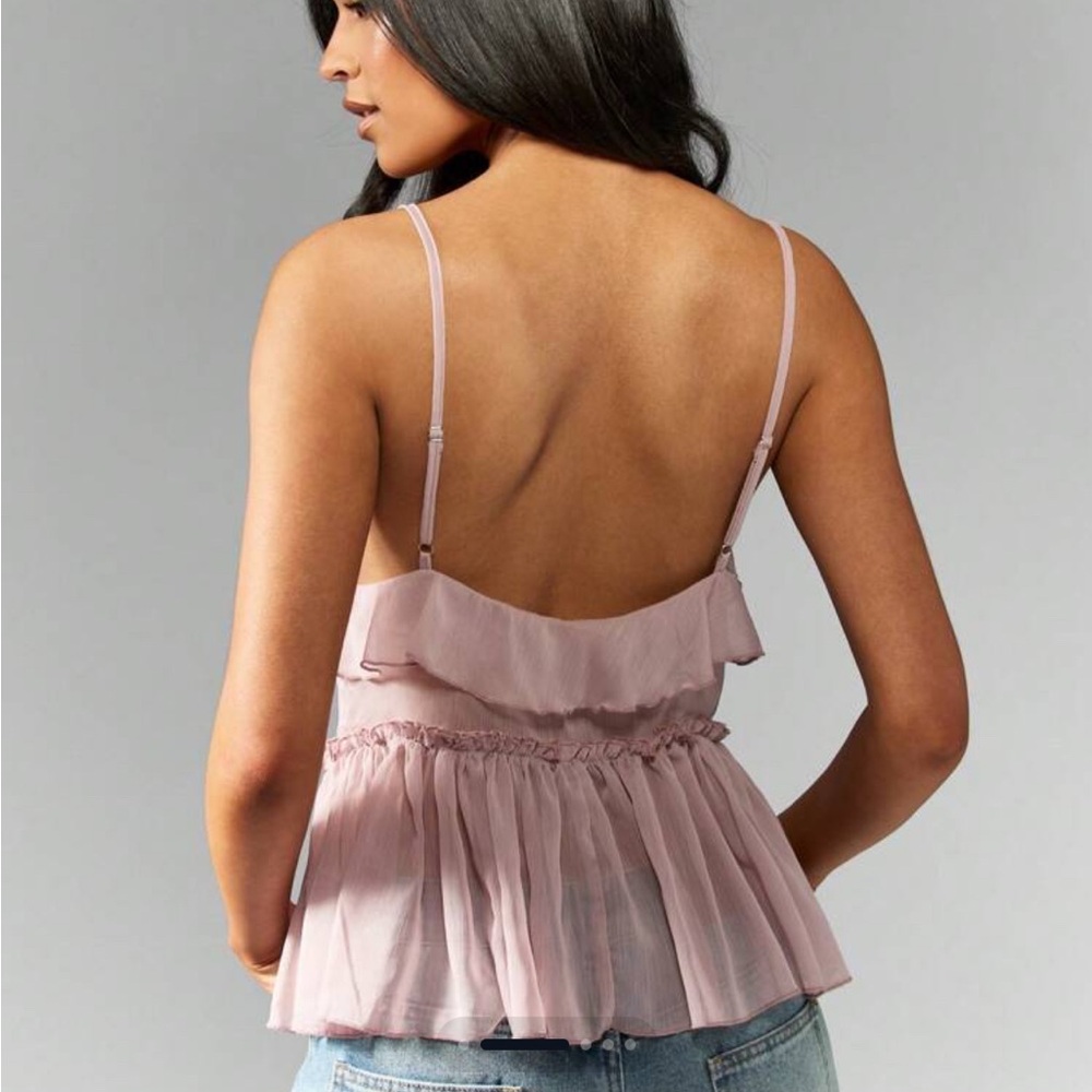 MISSGUIDED Flowy Ruffle Trim Chiffon Babydoll Peplum Sleeveless Tank Top M NWT - Picture 3 of 7